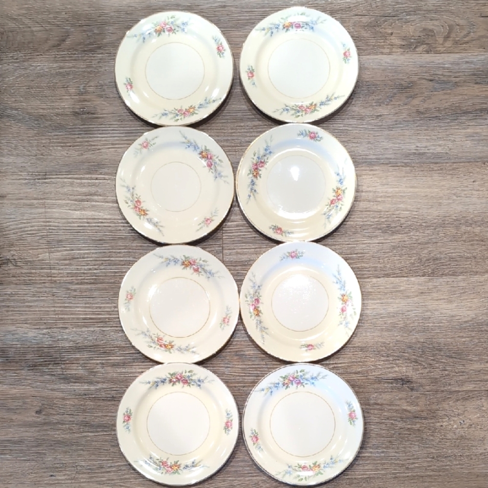 Eight (8) Homer Laughlin Eggshell Nautilus Ferndale Bread & Butter Plates 6.25"